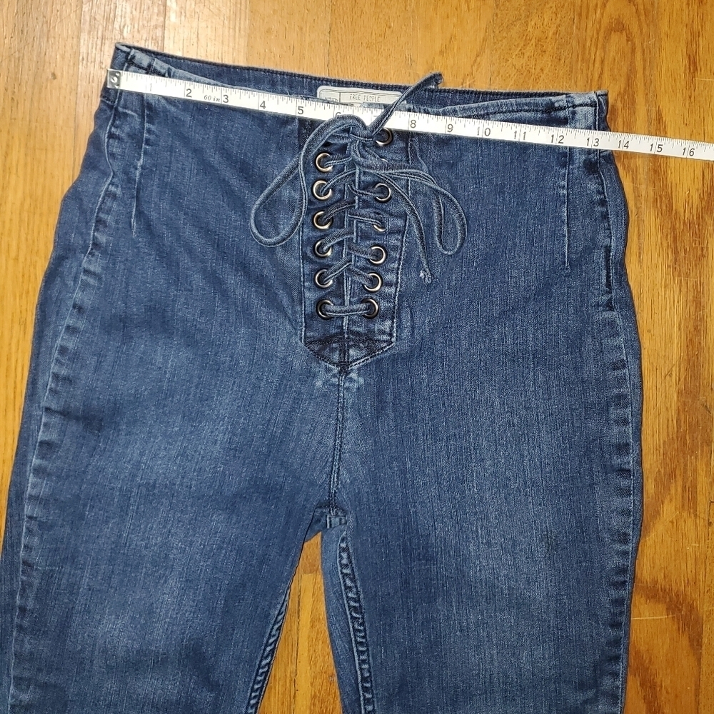 Free People High Rise Lace-Up Blue Jeans - Picture 6 of 11